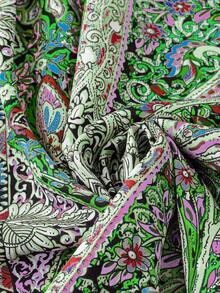 Camisa de talla grande con estampado de paisley vintage, otoño - Verde - Ver 5