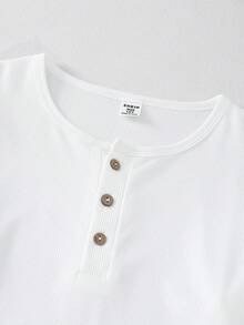 Tween Boys Pajamas-2 Pieces Pajama Set White Round Neck Long Sleeve Henley Top Black White Plaid Elastic Waist Long Pants Cozy Lightweight Nightwear Lounge Set All Season 2026 Holiday Essential Comfort Fit Gift - Black - View 4