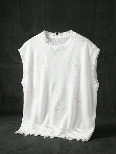 AXEPEAK Herrväst med rund halsringning och lös, avslappnad stickning