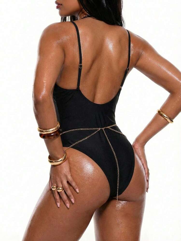 Summer Women'S Cami One-Piece Swimsuit With Spliced Fringe Music Festival