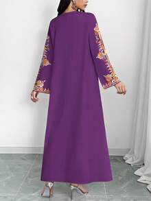 SHEIN Najma Women's Polka Dot Print V-Neck Long Sleeve Elegant Dress, Spring/Summer - Multicolor - View 2