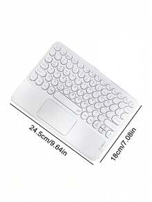 Teckwe 1 Pack Abs Material Bluetooth Round Keycap Keyboard With Silent Touchpad Ergonomic 1mm Key Travel Multi Device Compatible Wireless Portable With Sleep Mode Black Wireless Touch Keyboard For Office Business Trip Working Students Back To School Home Use Quiet Compact Universal For Ipad Tablet Phone - Multicolor - View 4