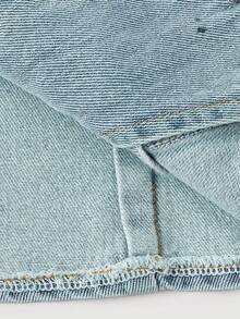 SHEIN MOD 女士休闲牛仔背心，翻领单排扣 - 藍色 - 查看 5