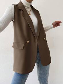 BizChic 女士无袖纯色纽扣前开襟休闲衬衫，适合都市通勤、商务、休闲、浪漫90年代复古风、圣诞节、新年、情人节、派对、海滩、毕业典礼等场合，百搭简约，也适合婚礼宾客、主人、约会、派对、音乐会、早午餐、机场等多种场合。 - 卡其色 - 查看 1