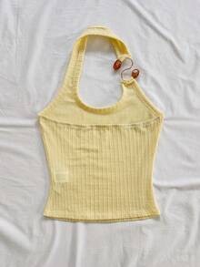 Soleia 女士纯色金属链环休闲吊带背心 - 黃色 - 查看 2