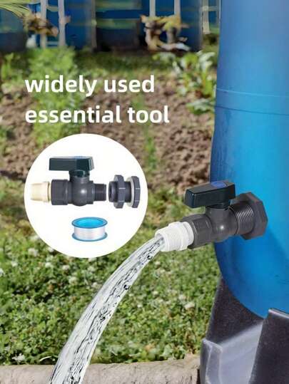 Rain Barrel Tap Kit PVC Garden Water Diverter Debris Filter Hose Adapter Weather Resistant Heavy Duty Outdoor Watering System Easy Install