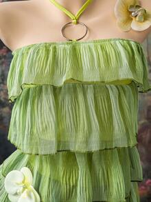 EgrlEra Áo hai dây nữ nhiều màu sắc, hơi trong suốt, gợi cảm, cổ khoét sâu, buộc dây, trang trí khóa kim loại, hở lưng, viền bèo nhún, thích hợp cho mùa xuân, hè, thu. - Nhiều màu - Xem 5