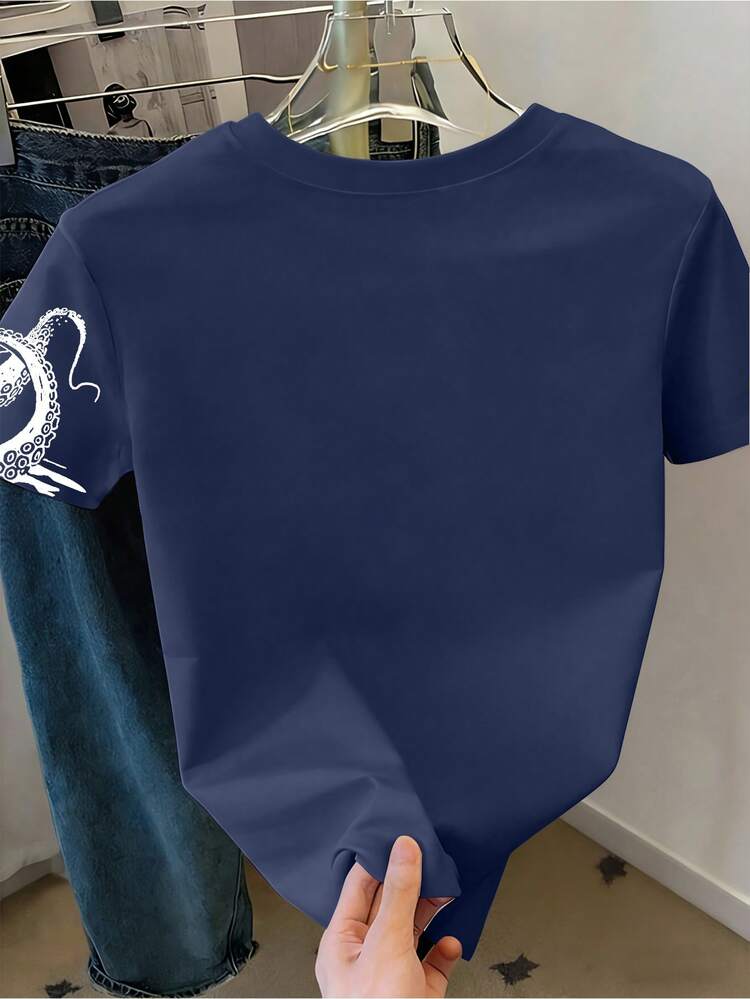 Resyla ビンテージタコプリントフィッティングショートスリーブデジタルプリントTシャツ - マルチカラー - 見る 2