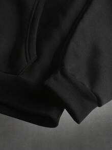 STYNVO 男士休闲纯色宽松连帽衫 - 黑色 - 查看 5