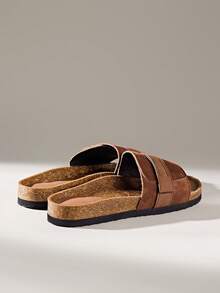 Solecia Women's Simple Double Strap Open Toe Beach Sandals, Brown, Suitable For Weekend Outings - Brown - View 4