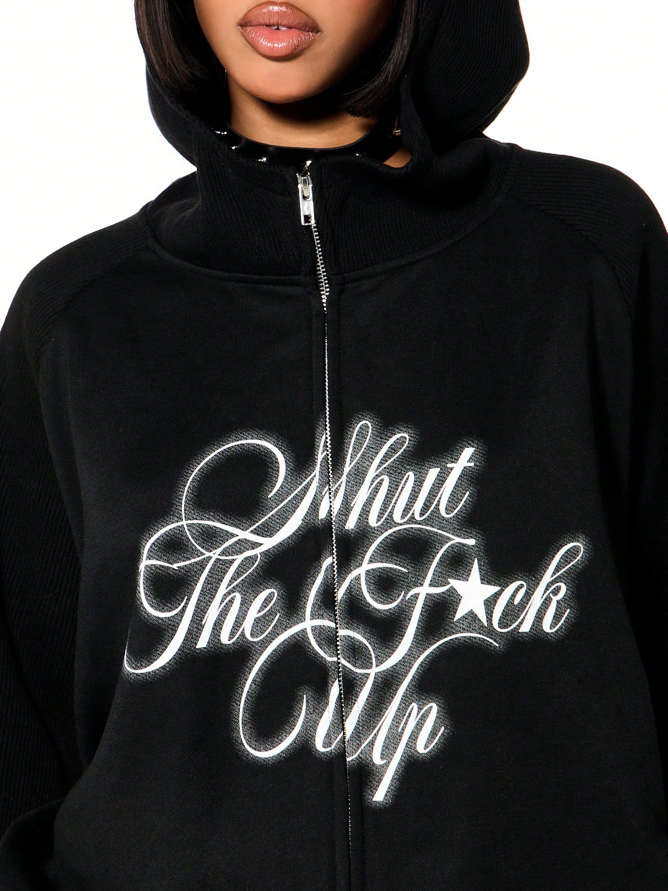 SUMWON WOMEN Oversized Graphic Hoodie With Statement Text