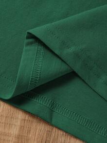 INAWLY Plus Size Casual Solid Color Short Sleeve T-Shirt, Summer - Dark Green - View 5