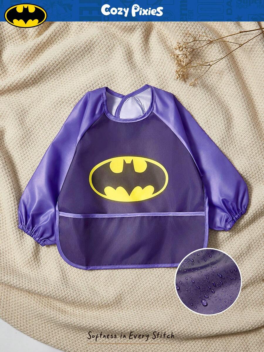 BATMAN X Cozy Pixies 1件印花防水婴儿喂食围兜，长袖，易清洗 - 彩色 - 查看 1