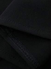 FRIFUL Women's Color Block Ruffle Trim Cinched Waist Flared Hem Fitted Casual Dress Sundress - Black - View 7