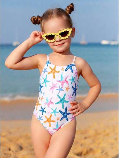 4-7 Years Girls Colorful Starfish Print One-Piece Swimsuit, Fresh & Cute, Comfortable Children Swimming Costume, Beach & Pool Wear Long Swimsuits For Kids Kid Swimsuit Girl Bathing Suit Full Piece Kids Swimwear For Kids One Piece Bathing Suits For Kids Childs One Piece Swimsuit One Piece Bathing Suits For Girl One Piece Bathing Suits For Girls Little Girl Swimwear One Piece Swimsuit Girl Kids Girl Swimsuit Toddler Girl Swimsuit Starfish Print Swimsuit Toddler Girl Swimwear Childs Beachwear