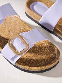 Solecia Women's Woven Casual Sandals, Purple, Open Toe, Double Strap Design, Breathable, Beach Style, Flat Slip-On - Mauve Purple - View 5