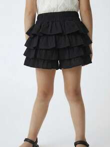 Maija Kids Maija Kids Young Girl's Fashion Solid Color Slim Fit Casual Shorts - Black - View 3