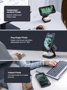 Teckwe 15W 快速三合一无线充电支架，无线充电器，通用充电站，适用于手机（16/15/14/13/12/11/Pro/Max/XS）、手表（Ultra/SE）和耳机（Pro 2/Pro） - 彩色 - 查看 5