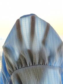 SHEIN Tween Girl Casual Minimalist Comfortable Round Neck Long Sleeve Bow Tie Strap Textured Fabric Shirt, Back To School Season - Baby Blue - View 5