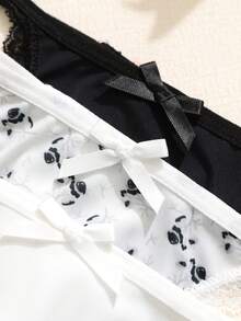 SHEIN 3pcs/Set Women's Lace Patchwork Floral Pattern Thong Panties - Multicolor - View 4