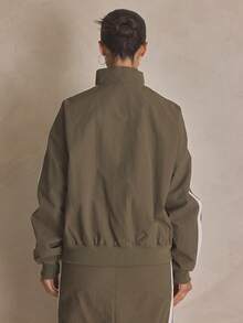 MUSERA Nylon Stripe Side Zip Through High Neck Tracksuit Jacket Top Summer, Sporty, Casual, Day, Streetstyle, Streetwear - Multicolor - View 3