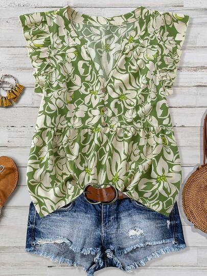 Linhara Plus Size Women V-Neck Casual Going Out Top, Western Vacation, Club, Beach , Summer, Boho Elegant