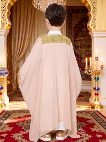 SHEIN 男童传统阿拉伯服饰，休闲舒适拼接宽松长袖梭织衬衫长袍，适合春夏、斋月、郊游、情人节、Qar'qee'an（阿拉伯传统服饰）、椰枣、Jalabiya（阿拉伯传统长袍）、旅行、Qaftan（阿拉伯长袍）、度假、家庭聚会、开斋节、婚礼季、正式晚宴、生日派对等场合。 - 彩色 - 查看 2