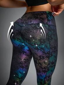 Innovista Women's Fashion Snake Skin Print Leggings, Other Dance Wear Holo Leggings Iridescent Animal Print High Waist Workout Leggings Women, Side Pocket, Stretch Quick Dry, Tummy Control Sculpting, Squat Proof | Gym HIIT Running Yoga Pilates | Leggings Tornasol Animal Con Bolsillo | Legging Holográfica Animal Com Bolso | AR: ليقنز لامع بطباعة حيوان مع جيب | Gymtok Y2k Athleisure - Black - View 6