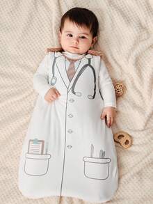 Cozy Pixies 1件 Oeko-Tex认证双面卡通印花婴儿睡袋，柔软绒面，适合秋冬季节，新生儿适用 - 彩色 - 查看 2