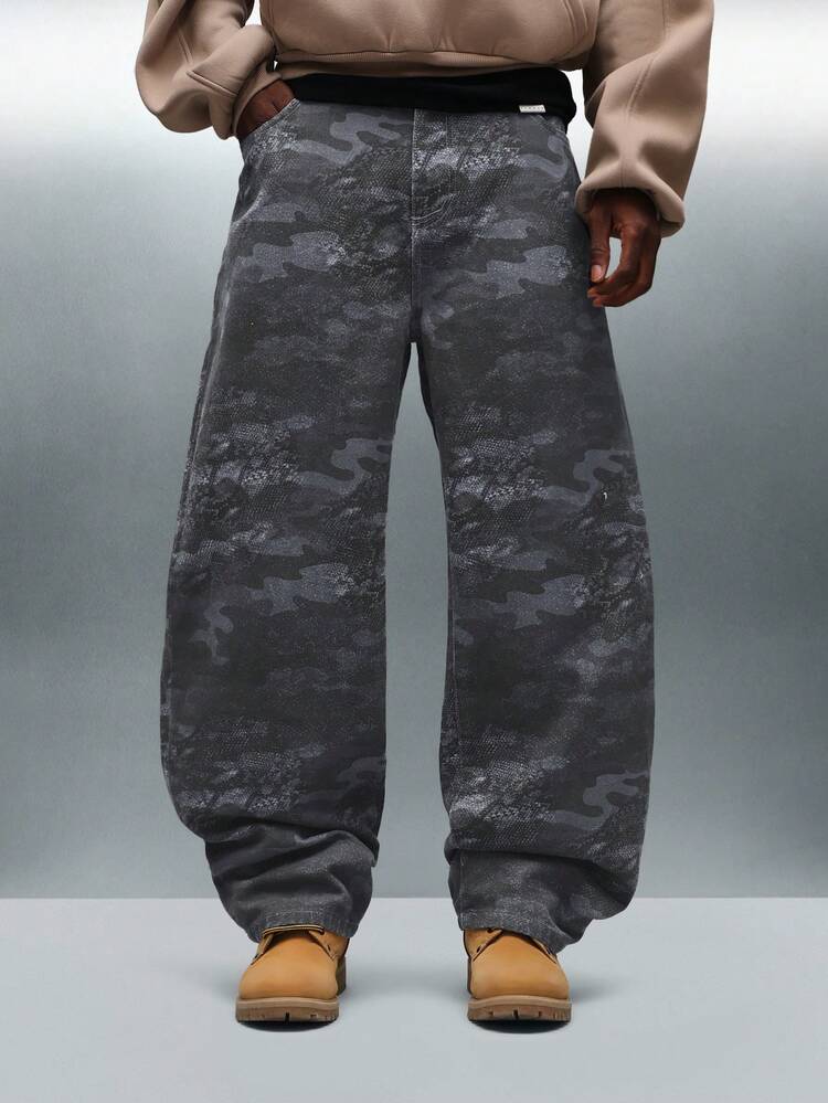 PLAYBOY X SUMWON Camo Printed Wide Leg Pants With Logo