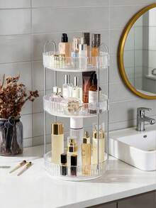 1pc 360 Degree Rotatable Multi-Functional Cosmetic Storage Rack, Large Capacity Bathroom Organizer Holder, Vanity Makeup Organizer, Transparent Tabletop Storage Box With Detachable & Reinforced Layers For Tall Bottles Bag, Bags, Makeup Bag, Vanity, Travel, Make Up Bag, Storage, Makeup Organizer, Toiletry Bag - Multicolor - View 4