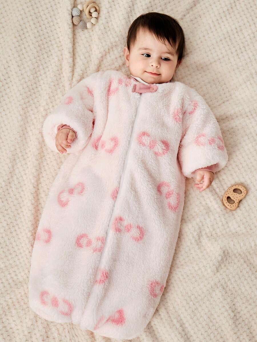Cozy Pixies 1pc Baby Sleeping Bag, Soft Thick Pink Bow Design