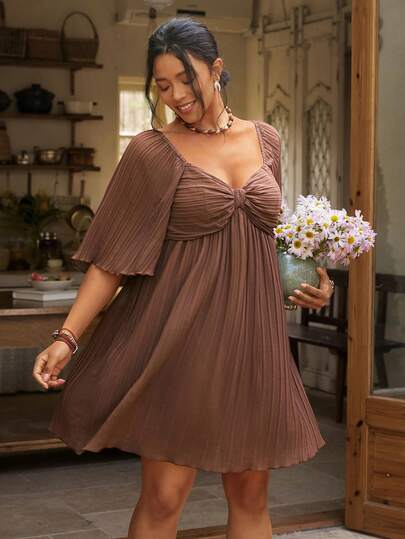 Freevana Plus Size Women Solid Color Sweetheart Neck Raglan Sleeve Casual Dress Country Outfits Women Festival Outfits For Women Summer Dresses Vestidos Elegantes De Mujer Valentines Day Vintage