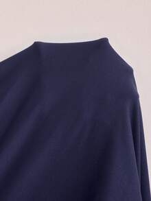 SHEIN 加大码美式休闲字母刺绣口袋翻领短袖睡衣套装 - 藏蓝色 - 查看 7