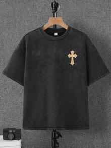 SHEIN 青少年男童字母印花水洗短袖T恤，休闲、舒适、时尚、百搭、可爱、柔软，适合日常穿着、上学、郊游、运动、节日和派对。 - 彩色 - 查看 6