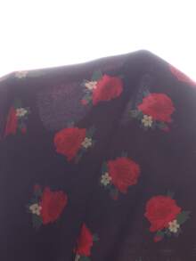 SHEIN 新生女婴橙色印花拼接白色蕾丝泡泡袖短袖连衣裙，夏季新款金色蕾丝玫瑰图案金色长袍，适合派对、聚会、晚宴和日常穿着，传统阿拉伯婴儿服装 - 黑色 - 查看 8