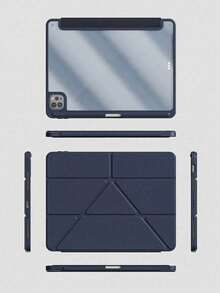 1个透明亚克力保护壳，兼容iPad Air 11/13 M2 2025 M3，支持多角度折叠Y型支架，兼容A16 11代 2024 Air 5 Air 4 10.9 9代 8代 7代 10.2 5代 6代 9.7 10代 2021 Pro 11/12.9 mini 6 7代，带Apple Pencil收纳槽，支持自动唤醒/睡眠 - 海军蓝 - 藏蓝色 - 查看 5