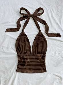 Soleia Women's Comfortable Casual Floral Print Halter Tie Neck Camisole, Suitable For Summer Spring - Multicolor - View 5