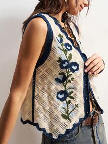 Bohemela Áo khoác ngoài phong cách Boho mùa Đông/Xuân/Hè, Áo vest thêu phối màu cổ điển dành cho nữ, Phong cách miền Tây hoang dã, Thích hợp cho các buổi hòa nhạc và tiệc tùng, Kỳ nghỉ biển, Mặc hàng ngày, Đi học, Đi chơi và dự tiệc, Năm mới, Ngày lễ tình nhân và các lễ hội. - Màu be - Xem 4