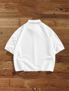 Manfinity Joysei Men's Casual Vacation Floral Print Loose Fit Short Shirt, Men's Cropped Top, Suitable For Outings, Vacation, Daily Wear - White - View 2