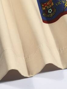 ROMWE MEN Prep 男士撞色拼接字母印花短袖衬衫 - 彩色 - 查看 4