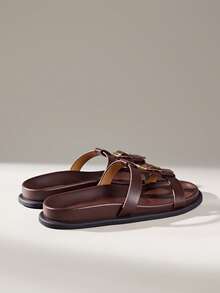 Solecia Sandalias casuales de mujer con diseño de hebilla - Óxido marrón - Ver 4