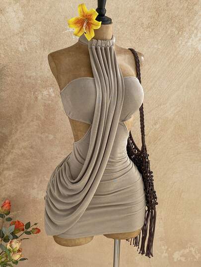 Soleia Women's Spring/Summer Wrap Asymmetric Flowy Tie Bodycon Mini Dress, Suitable For Dates, Garden Parties, Tea Parties, Flower Arranging, Bohemian, Boho, Vacation, Vintage, Holiday