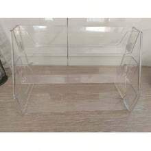 Slapstick Display, Tiered Tabletop Acrylic Small Colored Paper, Surrounding Hemp Seed Multi-Layer Millet Holder - three-grid transparency - View 4