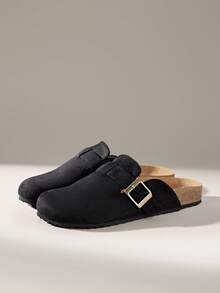 Giày bệt nữ kiểu dáng thường ngày, đa năng, có khóa cài - màu đen - Xem 2