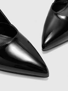 CUCCOO BIZCHIC Giày cao gót đế dày màu đen hở gót mũi nhọn dành cho nữ, thiết kế tối giản cổ điển, thích hợp cho đi làm, hẹn hò, dự tiệc, kỳ nghỉ hoặc đám cưới. - Đêm tối - Xem 8