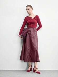 CUCCOO BIZCHIC 女士时尚杏色交叉绑带魔术贴尖头粗跟高跟鞋，适合通勤、约会、派对、节日、婚礼、情人节、春假、复活节、舞会等场合。 - 紅色 - 查看 6