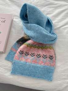 Joivida 1条可爱提花针织女士围巾 – 秋冬保暖百搭围脖 - 彩色 - 查看 7