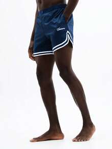 Quần short đi biển SUMWON bằng nylon với viền trắng tương phản và logo chữ viết tay, thích hợp cho kỳ nghỉ hè, bơi lội ở bãi biển. - Nhiều màu - Xem 5