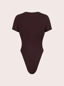 SHEIN Essnce Plsize Women's Casual Two Pieces Set, Knitted Suit, Jumpsuit And Skirt Summer Clothing,Black Formal Dress Women,Bandage Outfits For - Coffee Brown - View 4